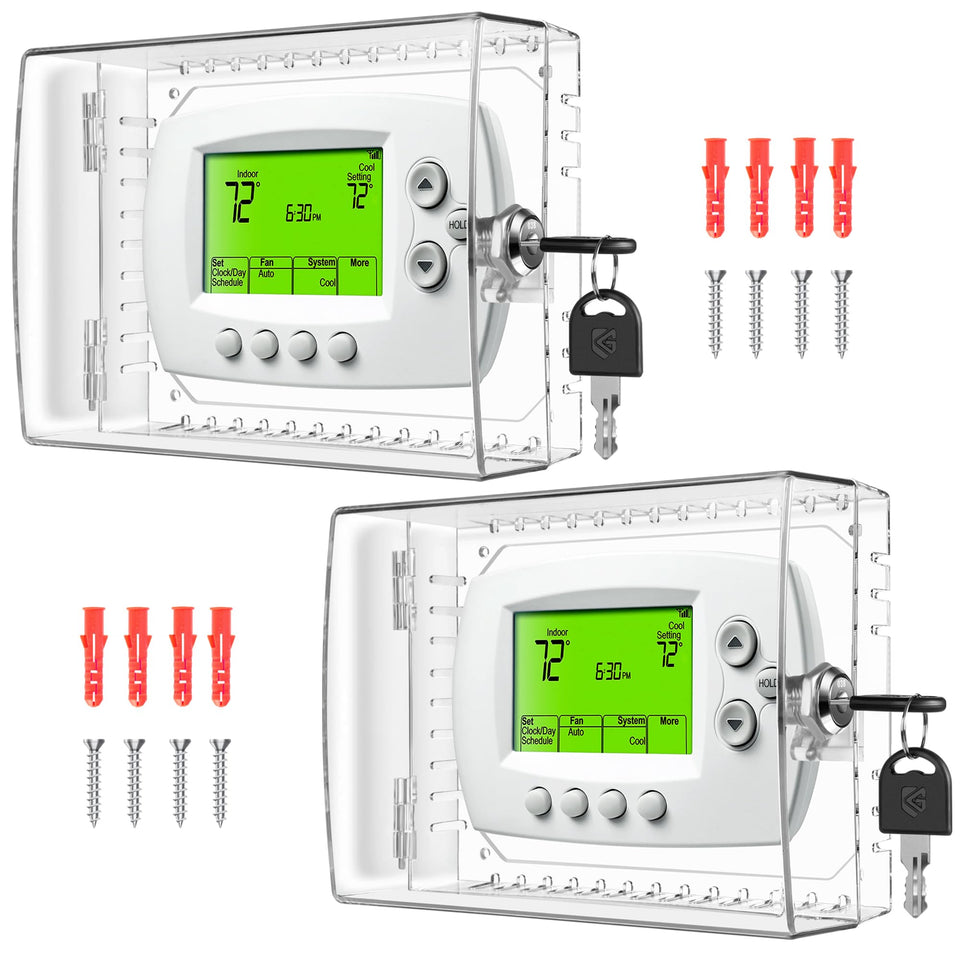 TRJ thermostat lock box closed, secure protection against tampering.