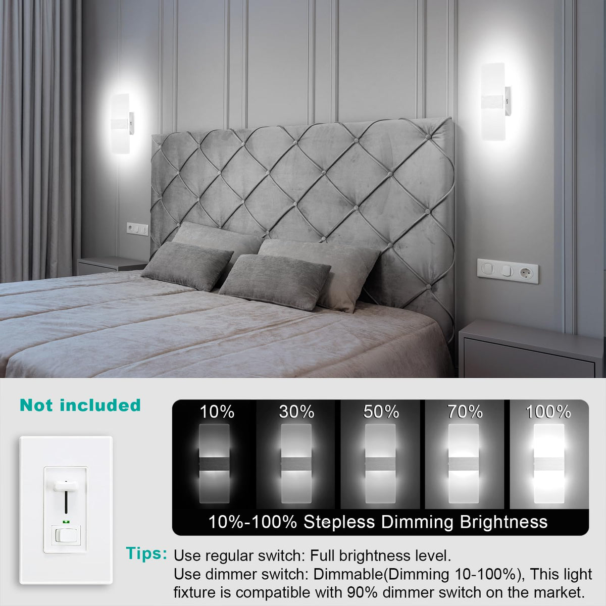TRLIFE 12W LED sconce delivers bright, energy-efficient lighting for bedrooms and living rooms.