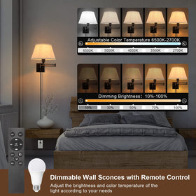 TRLIFE beige fabric shade on wall sconce creates warm mood for living spaces.