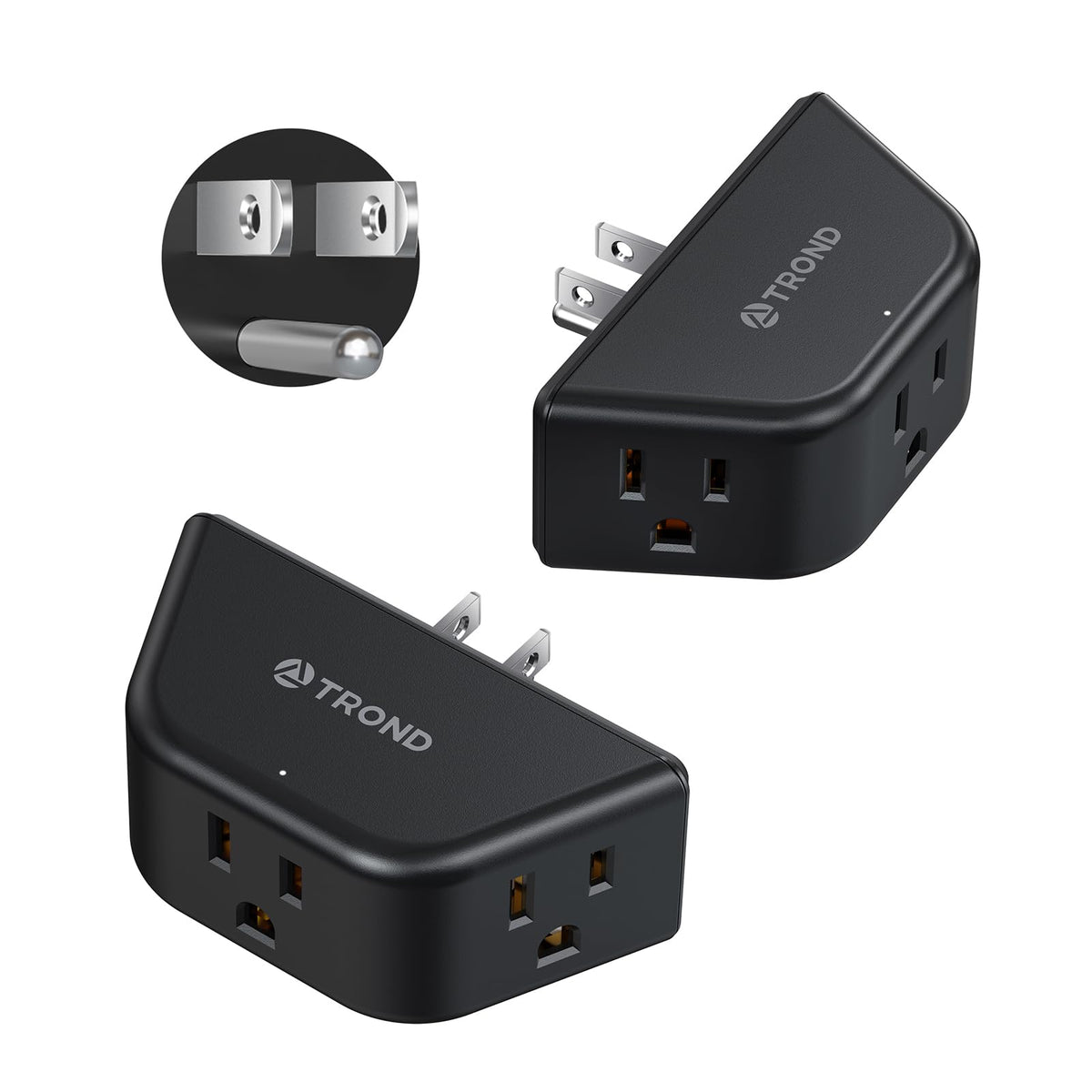 TROND 2 Pack Multi Plug Wall Outlet Extender with trapezoid shape and space-saving placement.