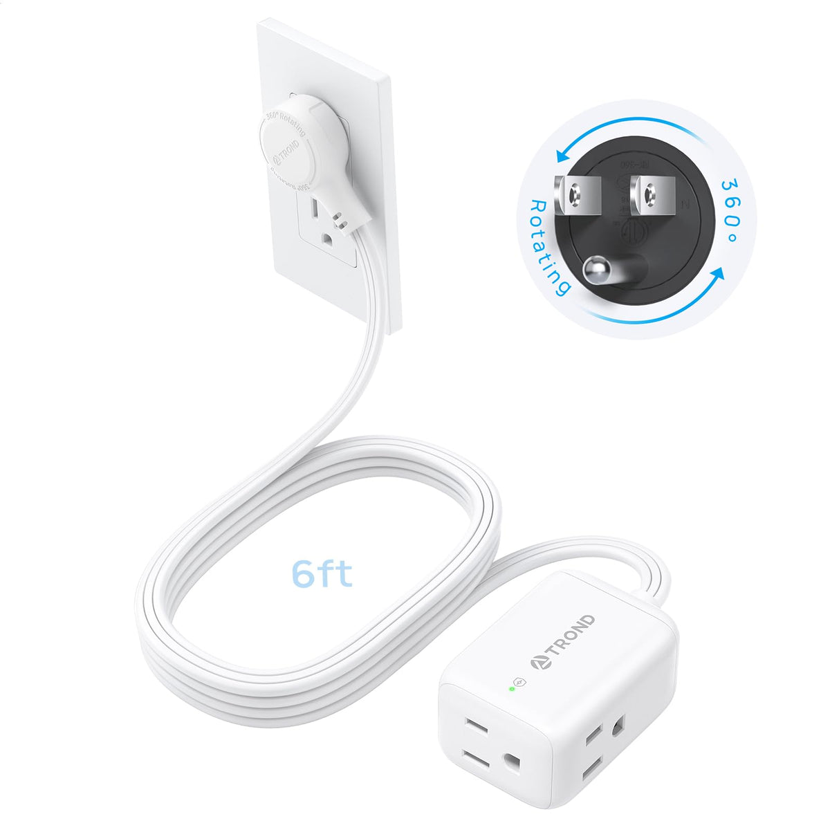 TROND 360 rotating flat plug demonstrates space-saving design for tight spaces.