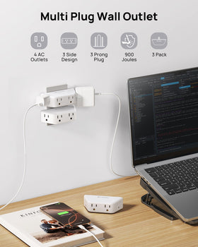 TROND angled three-way sockets design clears space for large adapters