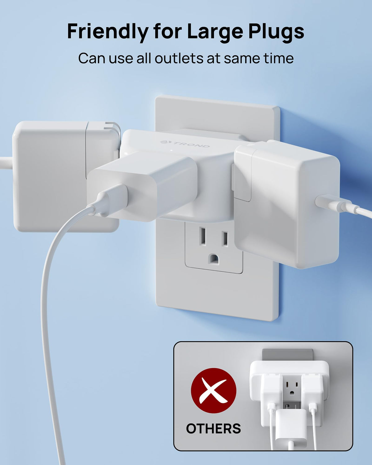TROND cruise-ship approved outlet adapter for shipboard use