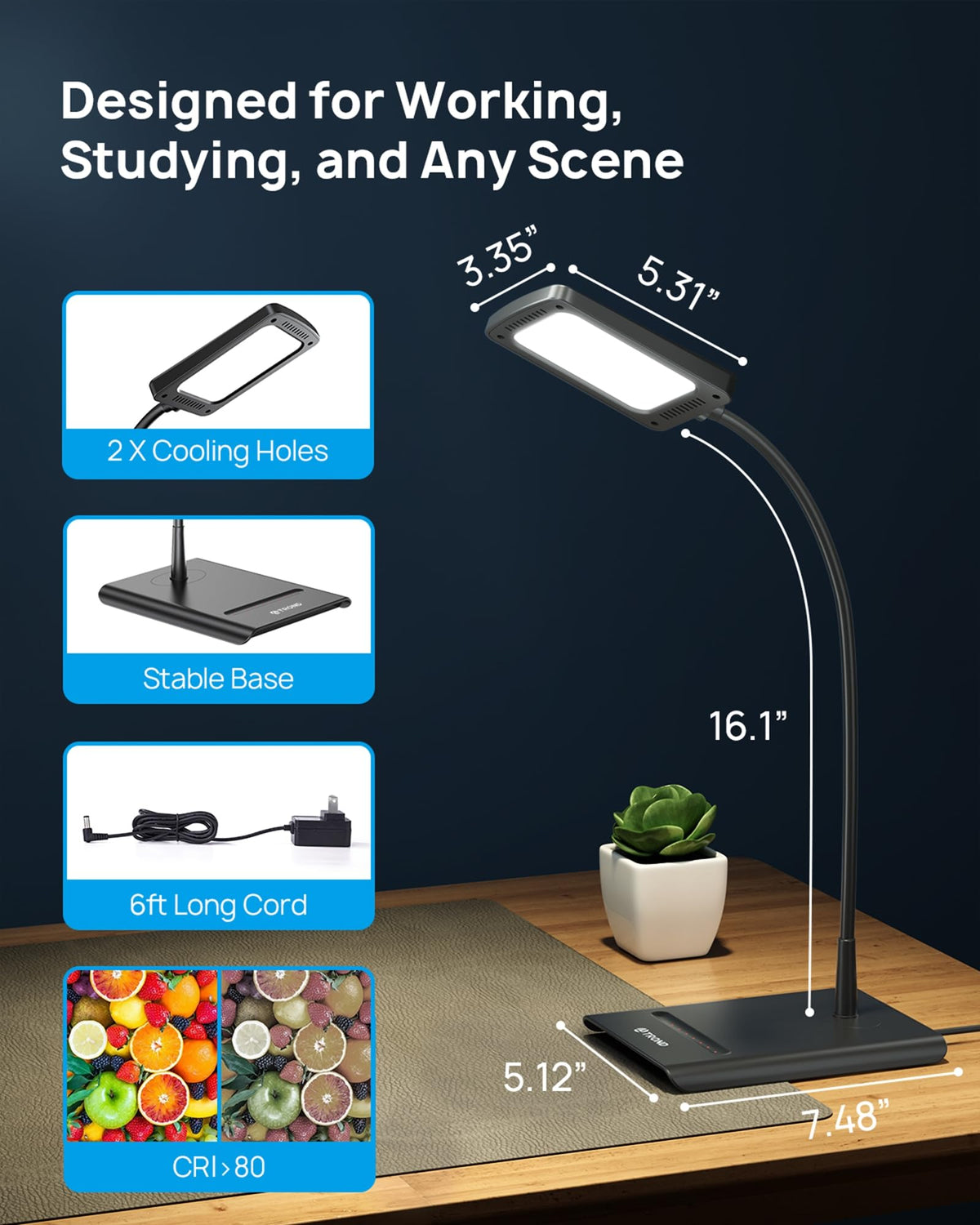 TROND desk lamp memory function recalling last lighting setting.