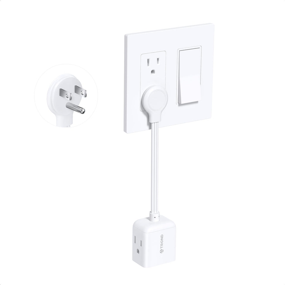 TROND flat outlet extender with three-sided outlets for tight spaces, space-saving design.