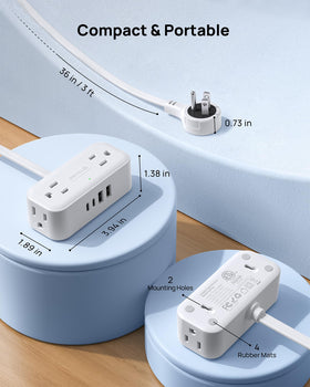 TROND flat plug behind a cabinet demonstrates space-saving use.
