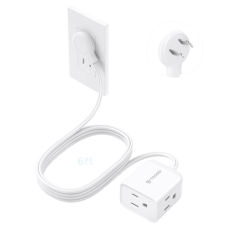 TROND indoor extension cord converting 2-prong to 3-prong for multiple devices