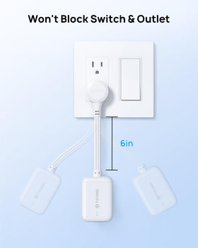 TROND low-profile plug sits flush, saving wall space.