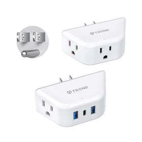 TROND multi-plug 2-pack with angled outlets for space-saving power in tight rooms.