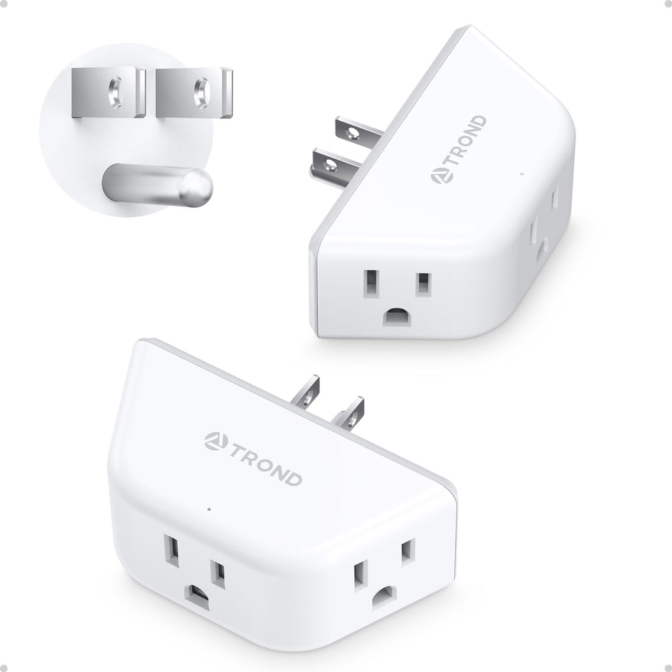 TROND multi plug outlet extender with three sockets in trapezoid layout for flexible charging