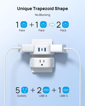 TROND multi-plug three sided design keeps outlets accessible from multiple angles.
