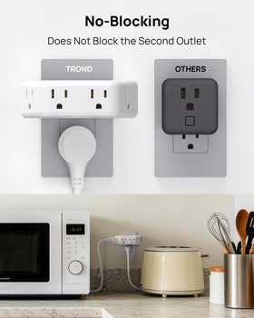 TROND no-blocking outlet design keeps the lower socket free for use