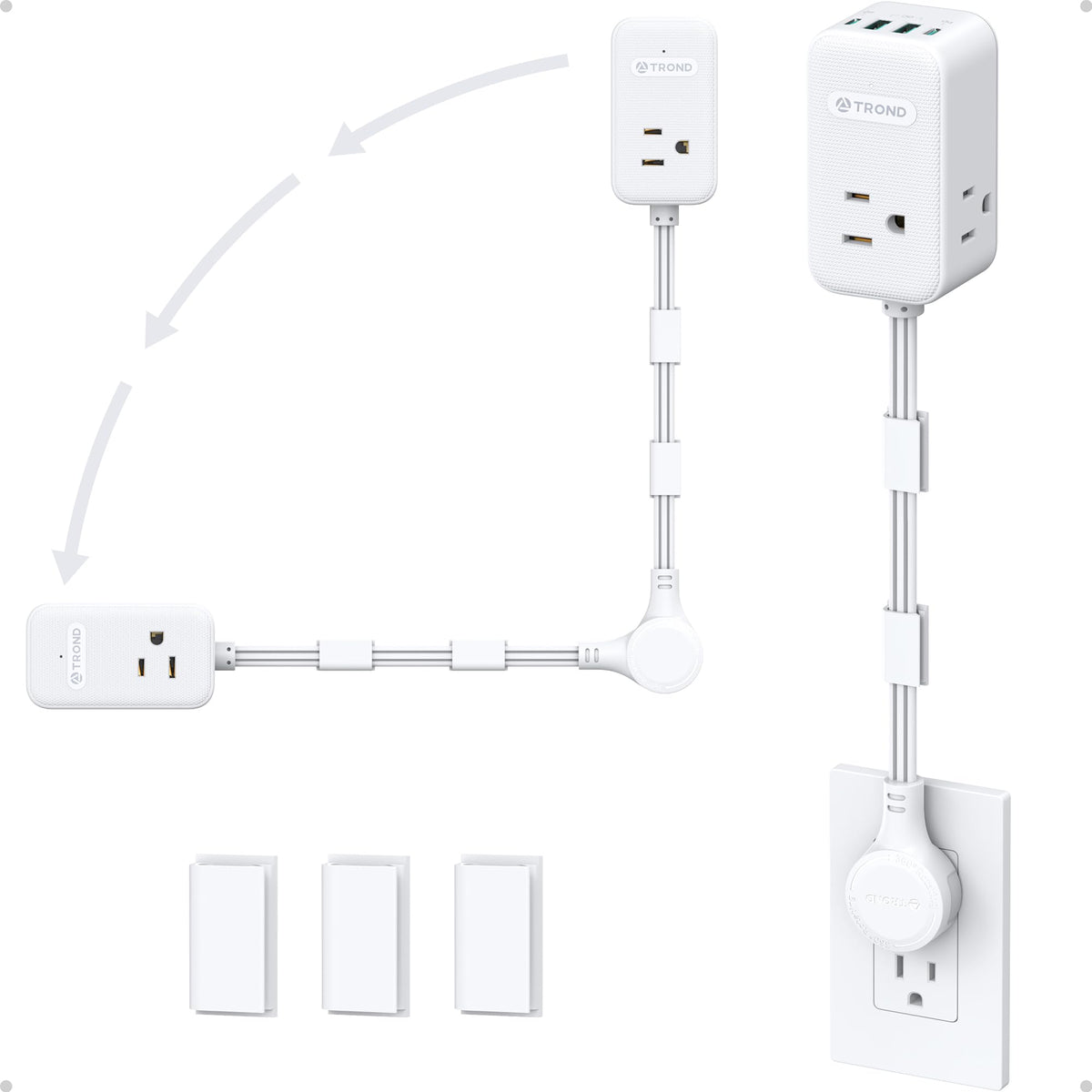 TROND outlet extender with 360° rotating plug for tight spaces