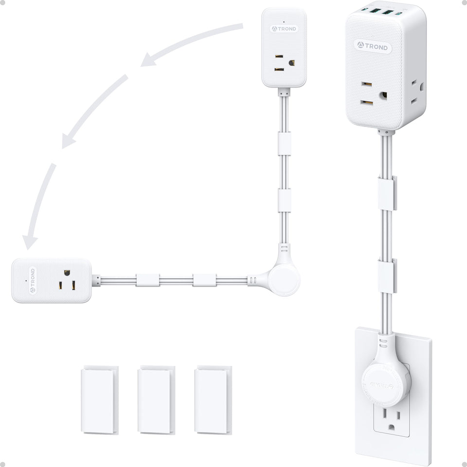 TROND outlet extender with 360° rotating plug for tight spaces