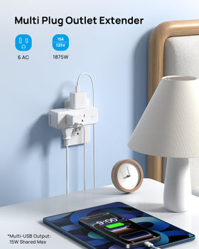 TROND Outlet Extender features a 360-degree rotating plug for flexible placement.