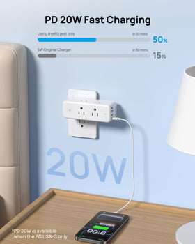 TROND outlet extender with four-sided design fits large adapters without crowding.