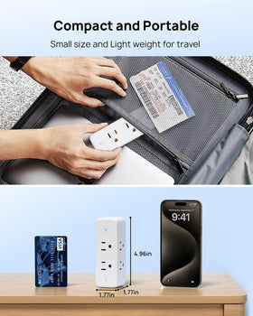 TROND Outlet Extender's compact size fits neatly on desks and countertops.