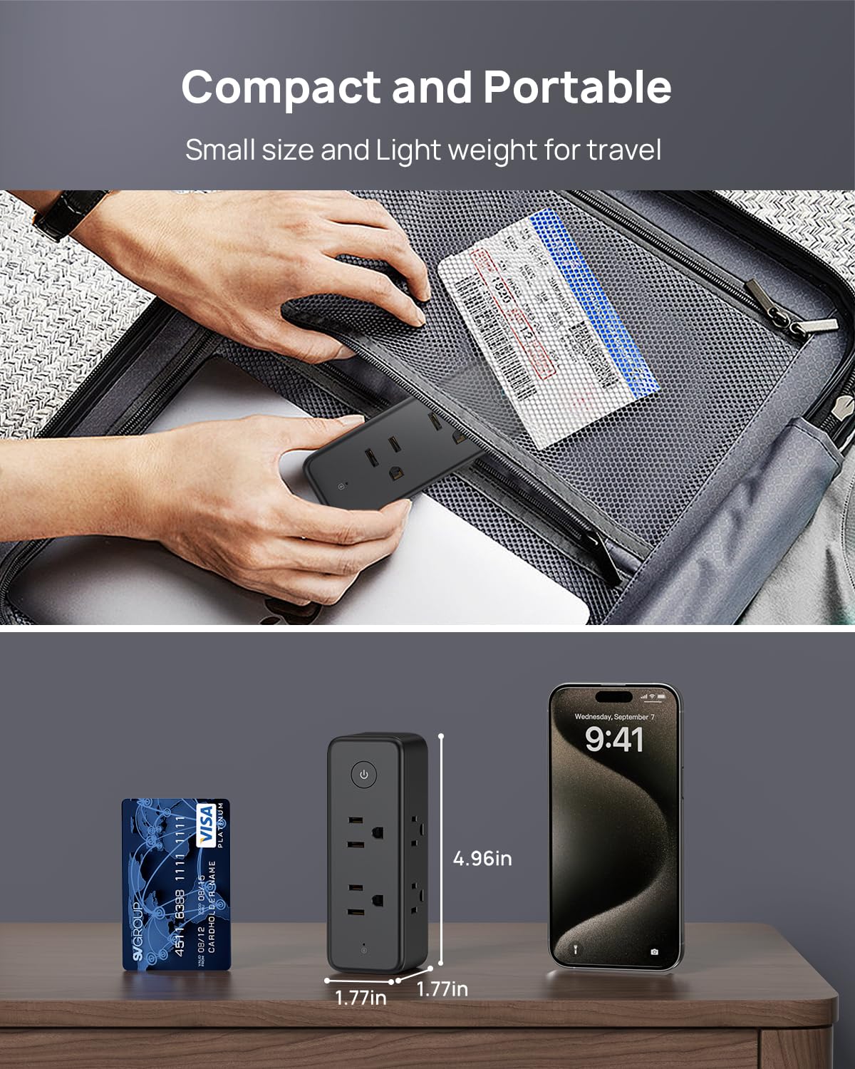 TROND compact wall adapter ideal for bathroom, kitchen, or travel needs.