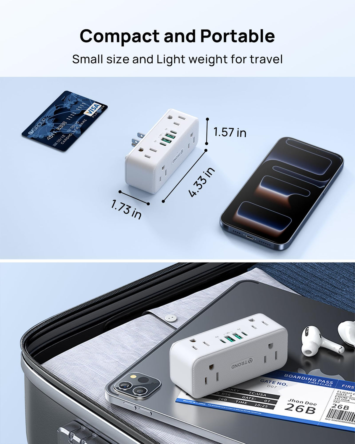 TROND sideways plug adapter helps reach crowded sockets behind furniture.