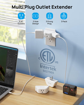 TROND outlet extender features three side sockets for bulky plugs