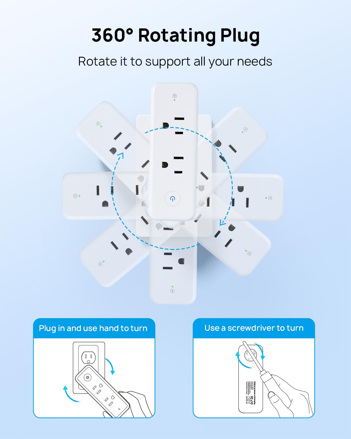 TROND Outlet Extender's three-sided design maximizes space between outlets.