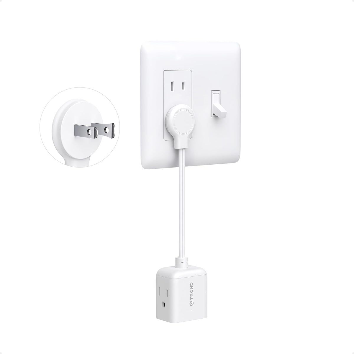 TROND outlet adapter front view with three outlets for older sockets
