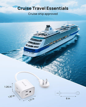 TROND outlet adapter used in a hotel room for extra outlets