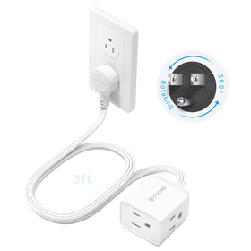 TROND short extension cord with rotating plug offers flexible access in tight spaces.