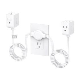TROND split extension cord left side with three outlets for convenient reach.