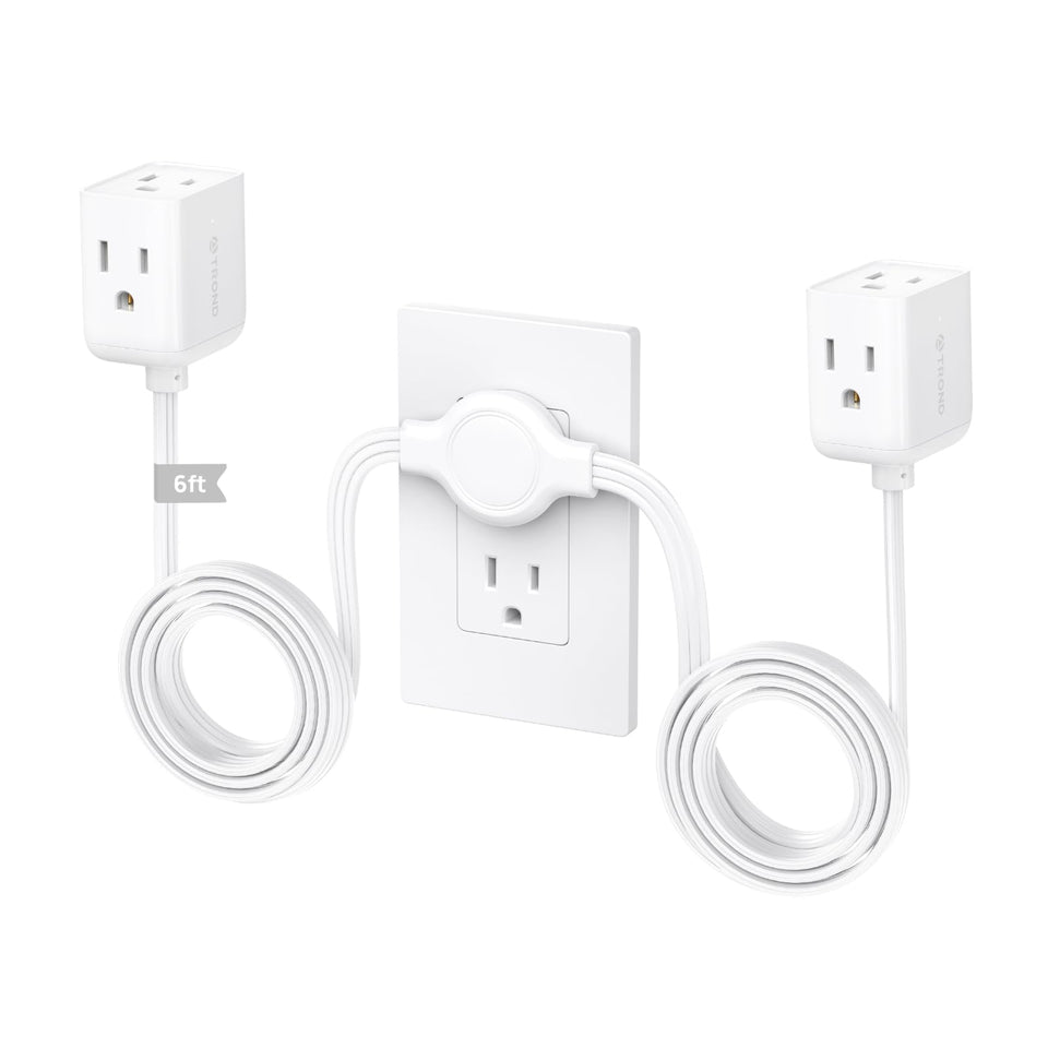 TROND split extension cord left side with three outlets for convenient reach.