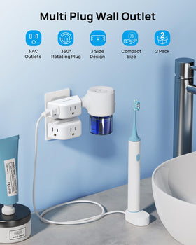TROND three-way angled outlet adapter handling large chargers without obstruction