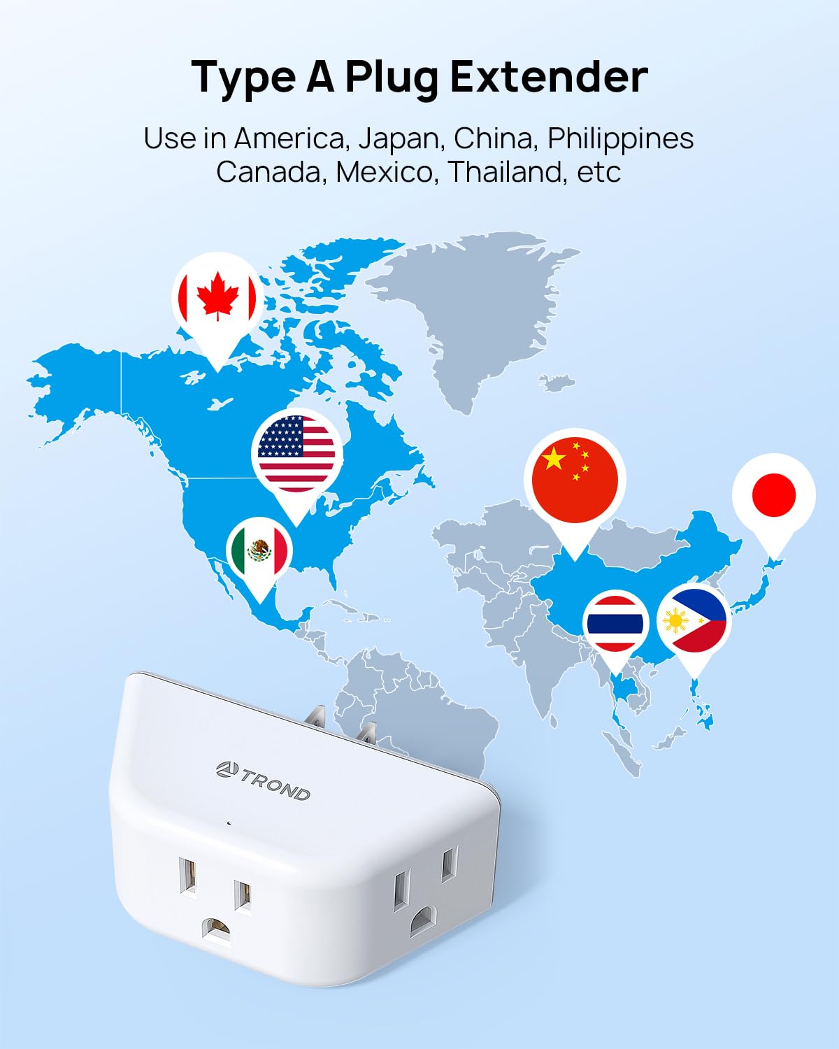 TROND travel-friendly compact outlet adapter for on-the-go charging