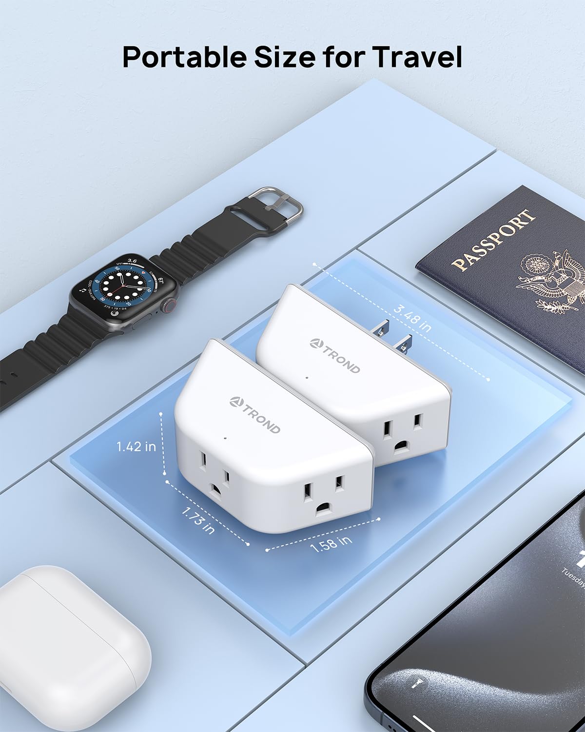 TROND Type A plug extender compatible with US, Canada and Japan outlets