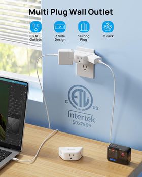 TROND wall outlet adapter angled design helps avoid blocked plugs and saves space