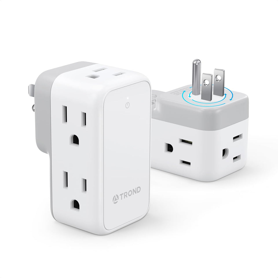 TROND wall outlet extender with 6 outlets expands power for multiple devices in tight spaces.