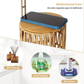 Trongee woven rattan toilet paper stand adds natural texture