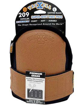 LeatherHead kneepads featuring front hook-and-loop closure for quick adjustments.