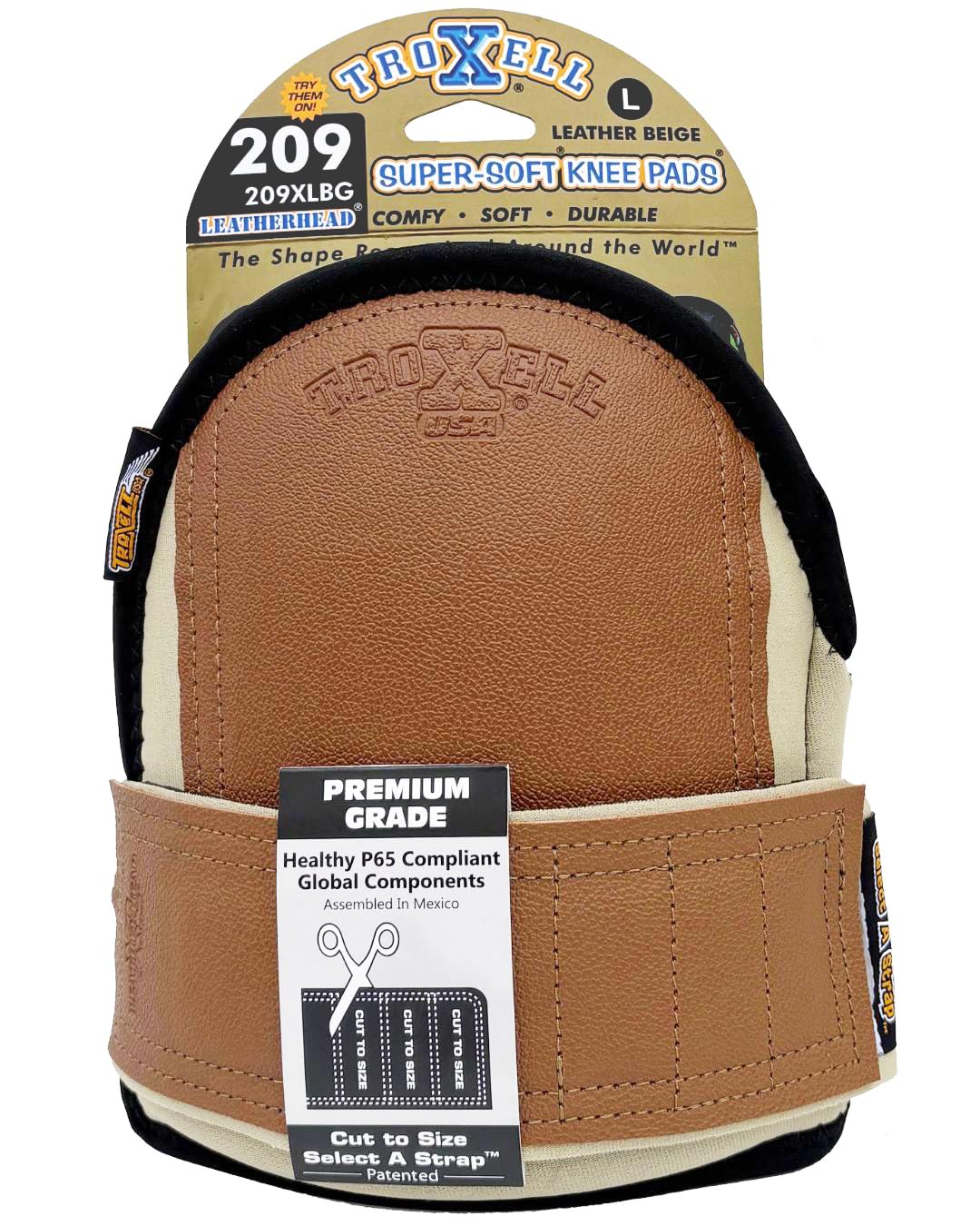 TROXELL USA SuperSoft Leatherhead Kneepads with non-slip neoprene straps provide secure comfort