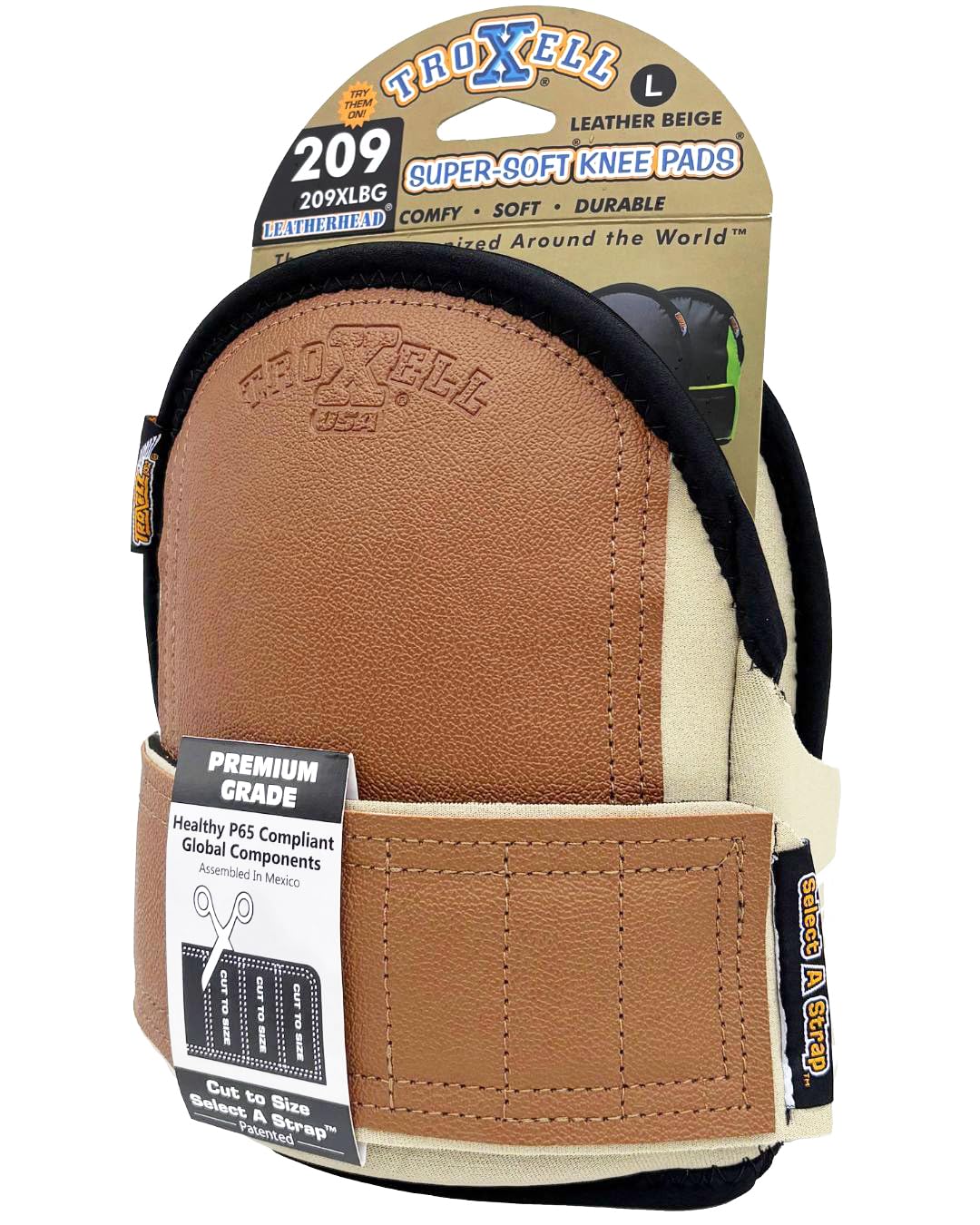 TROXELL USA SuperSoft Leatherhead Kneepads worn during tile installation for comfort
