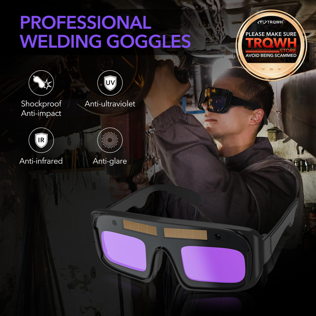 TRQWH helmet ready safety goggles compatible with TIG MIG ARC