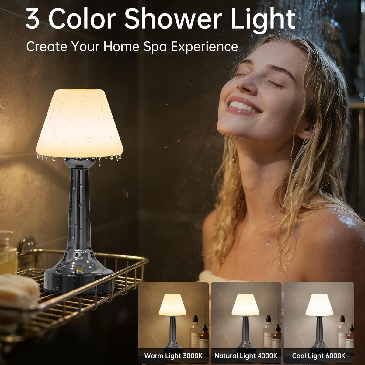 TRRMEZY shower lamp delivers up to 18 hours of cordless illumination
