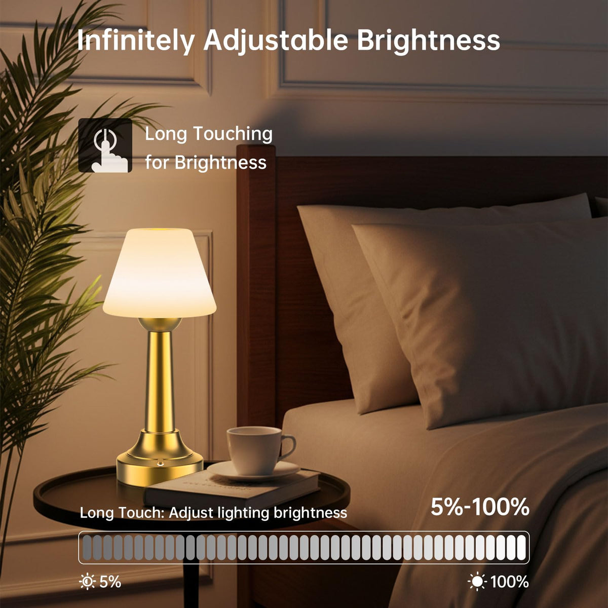TRRMEZY Shower Lamp touch-dimming control allows customizable brightness.