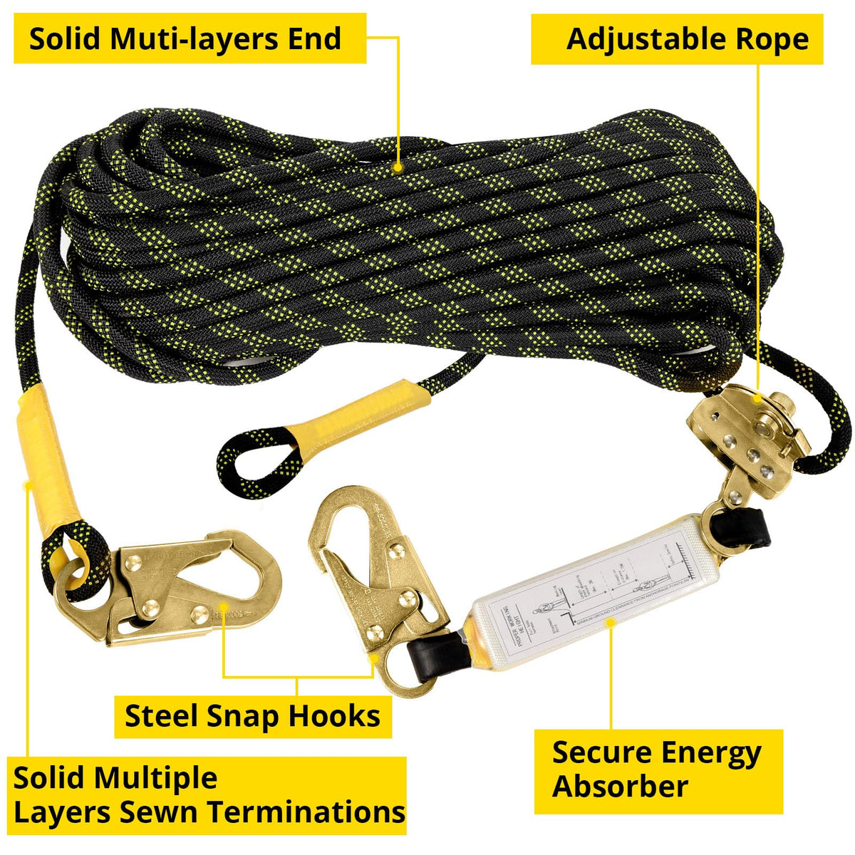 TRSMIMA rope harness grab-snap-hooks for secure fall protection connections.