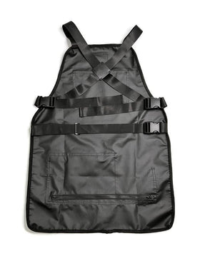 TRU BARBER apron with a quick-release buckle for easy on-off between clients.