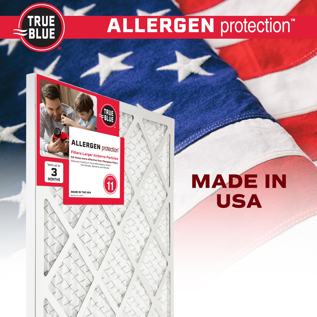 True Blue Allergen helps reduce visible dust in living spaces