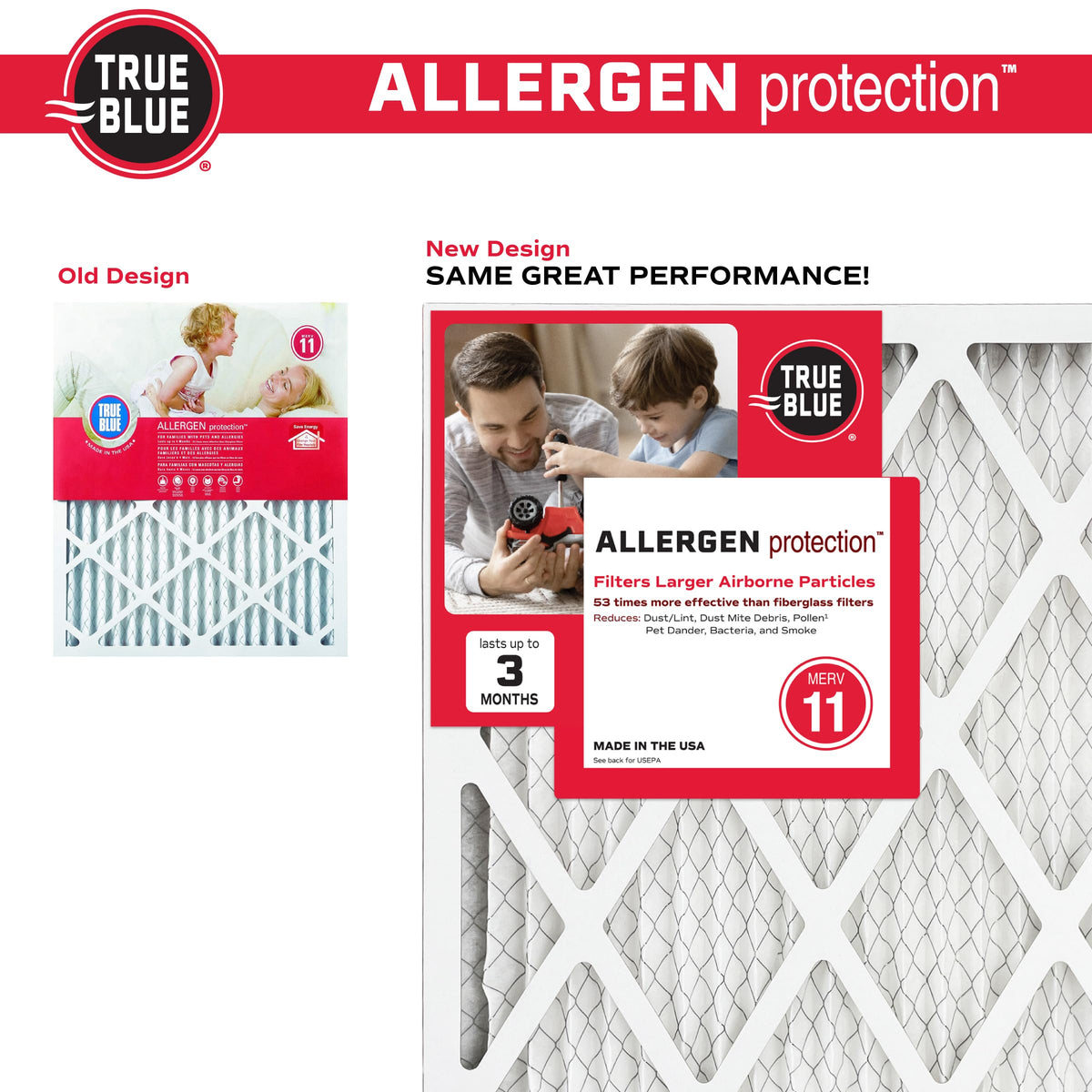 True Blue pleated design shows high surface area for filtration.