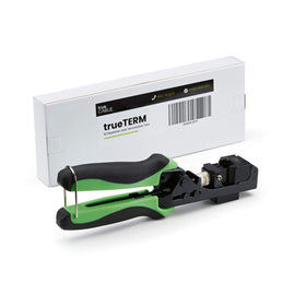 TRUE CABLE 90-degree termination tool in use for fast keystone terminations