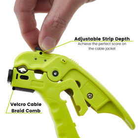 TRUE CABLE replaceable coaxial blade cassette enables quick changes for RG59/6 and RG7/11 prep.