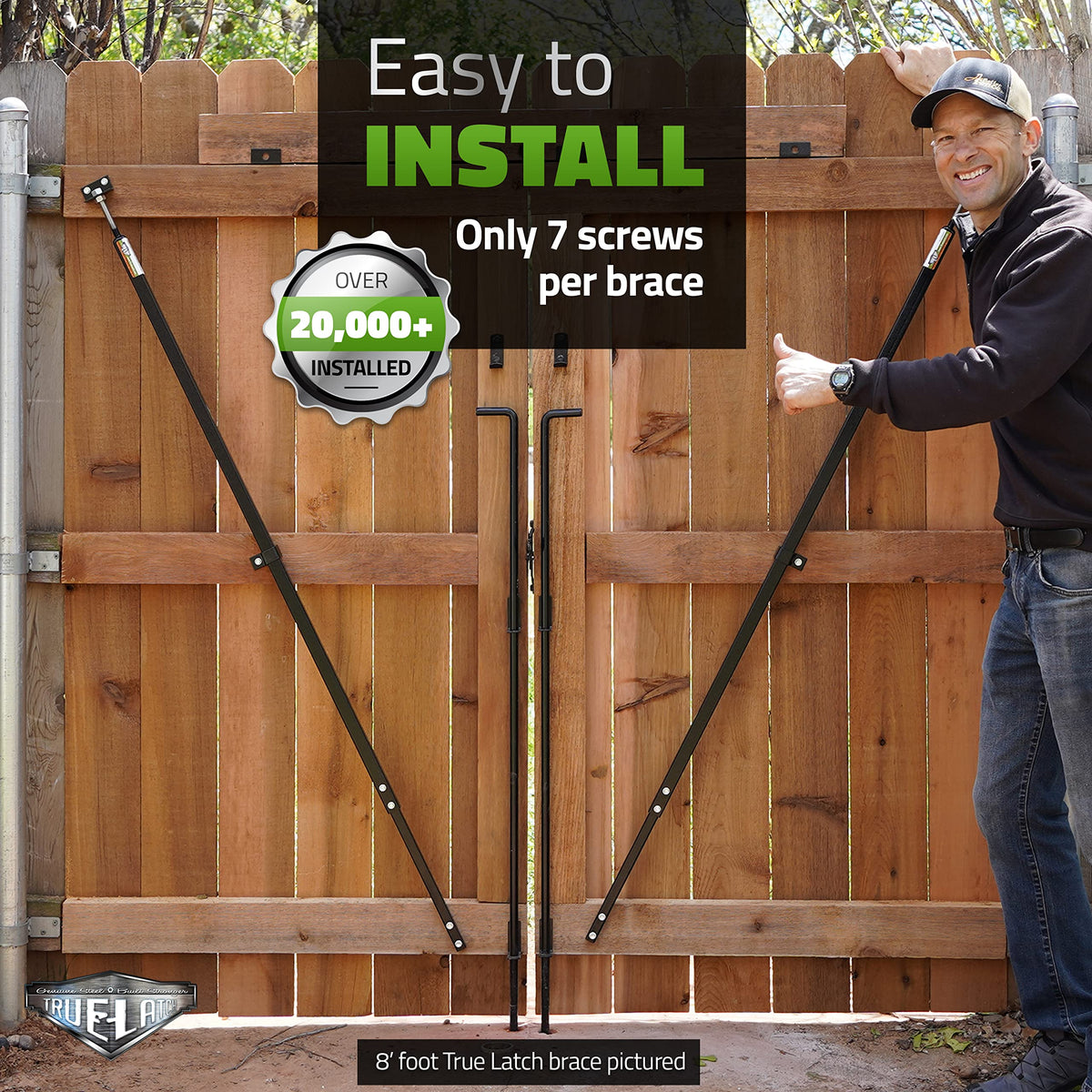 TRUE LATCH durable steel gate brace construction for long-lasting support
