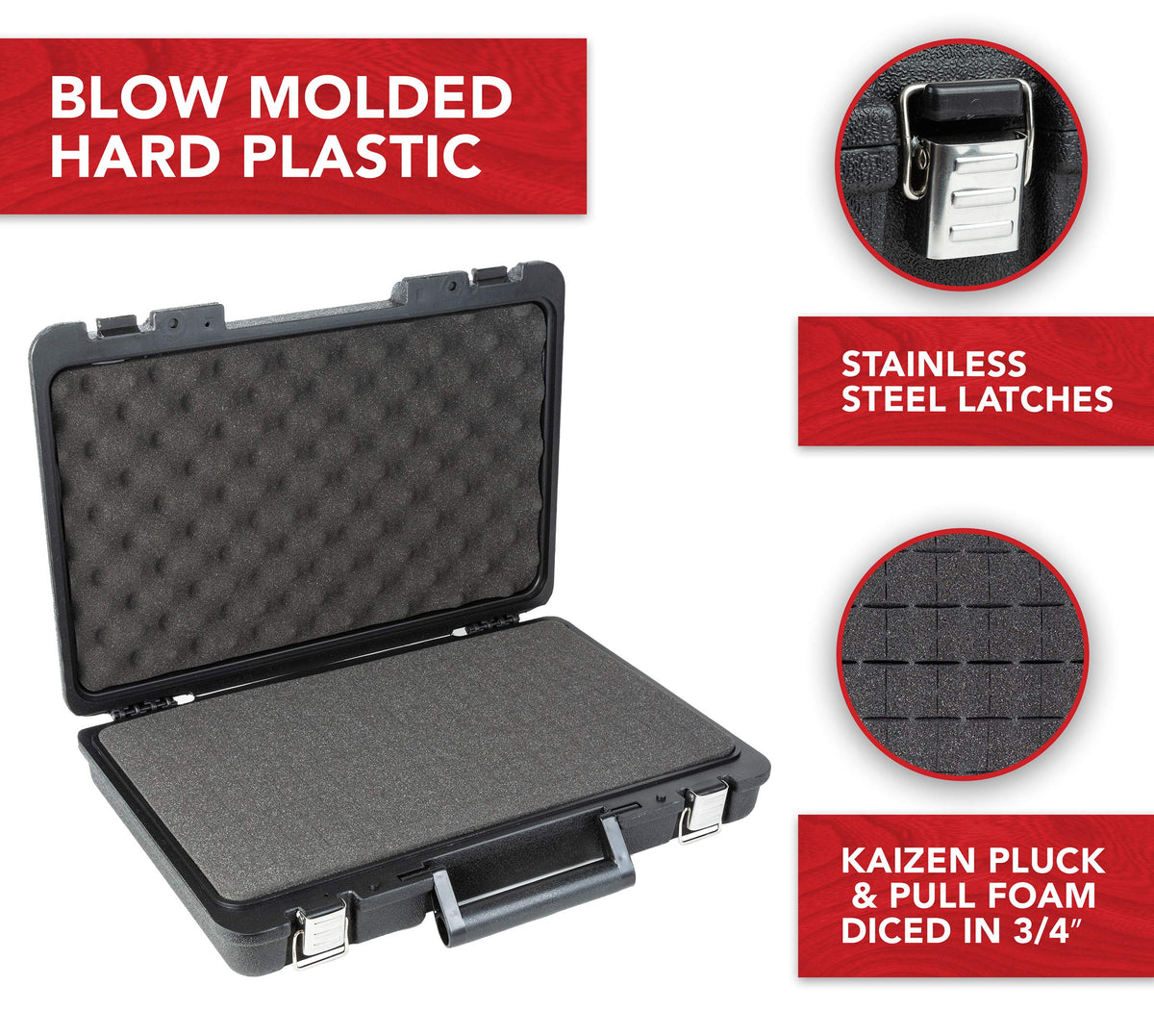 High-density foam interior cushions gear and reduces vibration